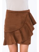 Suede skirt with ruffles caramel MP81905 - Online store - Boutique